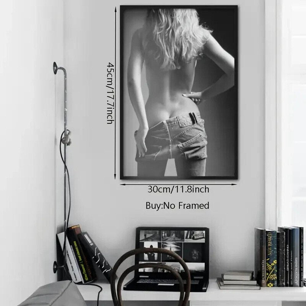 Modern Art Stunning Topless Woman Black & White Canvas Print 11.8" x 17.7" NEW! Home & Garden:Home Décor:Posters & Prints Style Your Walls